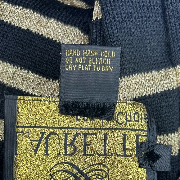 Laurette Women’s Striped V-Neck Sweater VTG Wool Blend Black/Metallic Gold 2X - Picture 9 of 11